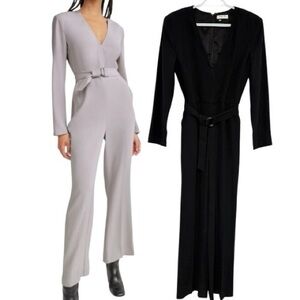 Babaton Curator V-Neck Belted Jumpsuit Black Size 6 Aritzia #91694